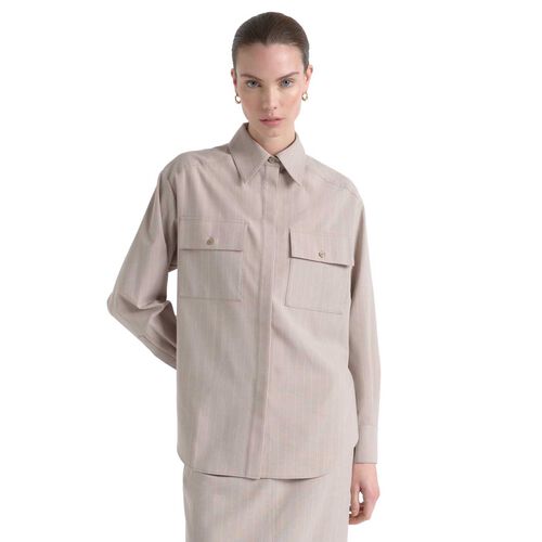 Cue Relaxed Pinstripe Shirt